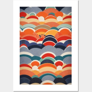 Japanese Waves Pattern, Kimono design Posters and Art